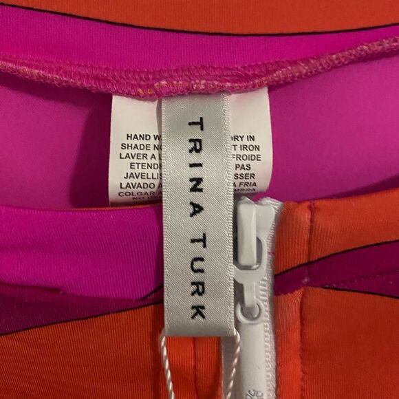 NWT- Trina Turk- RIO ZIP-UP PADDLE SUIT- Pink and Orange Size XL - Picture 3 of 9